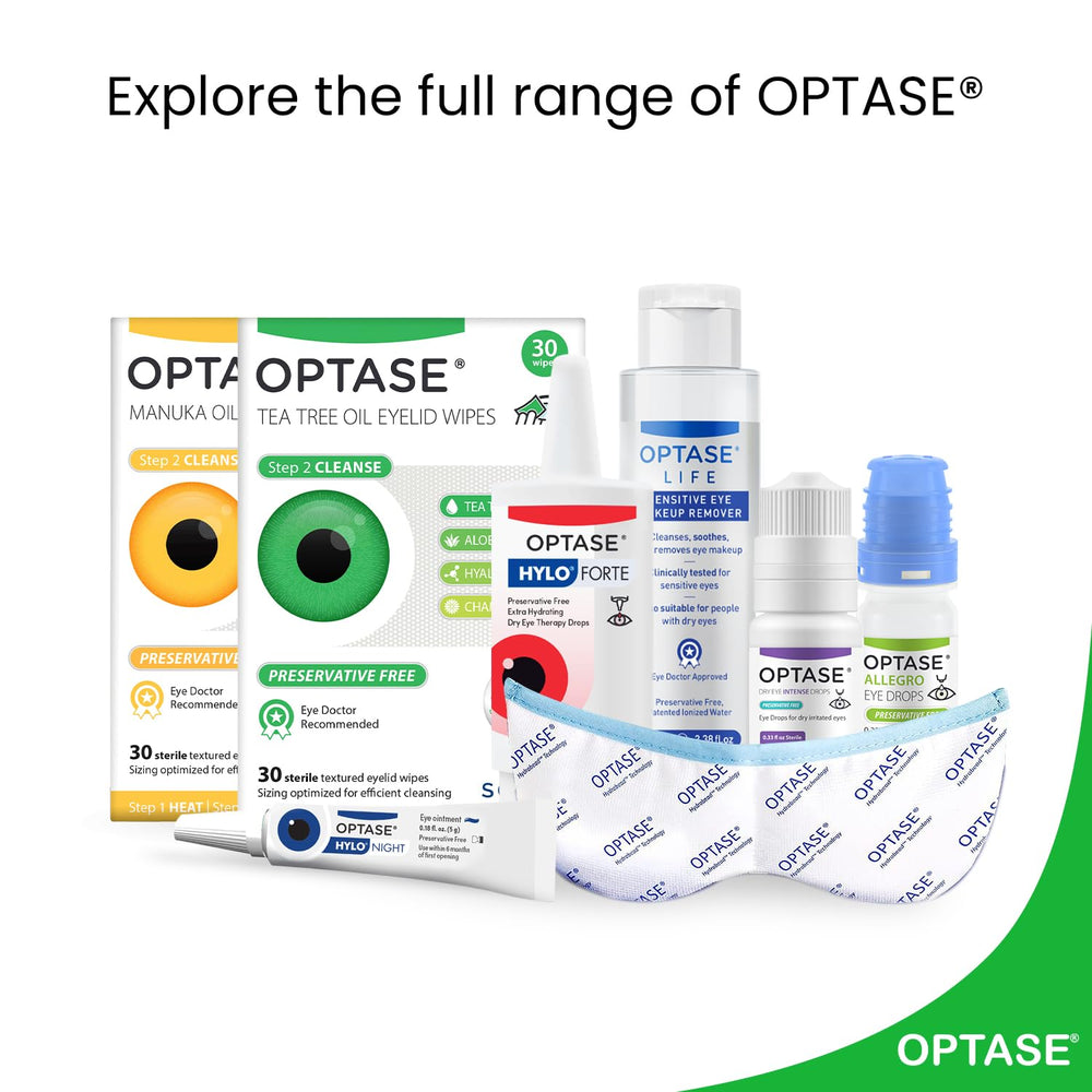 Optase TTO wipes after use showing refreshed eye area.