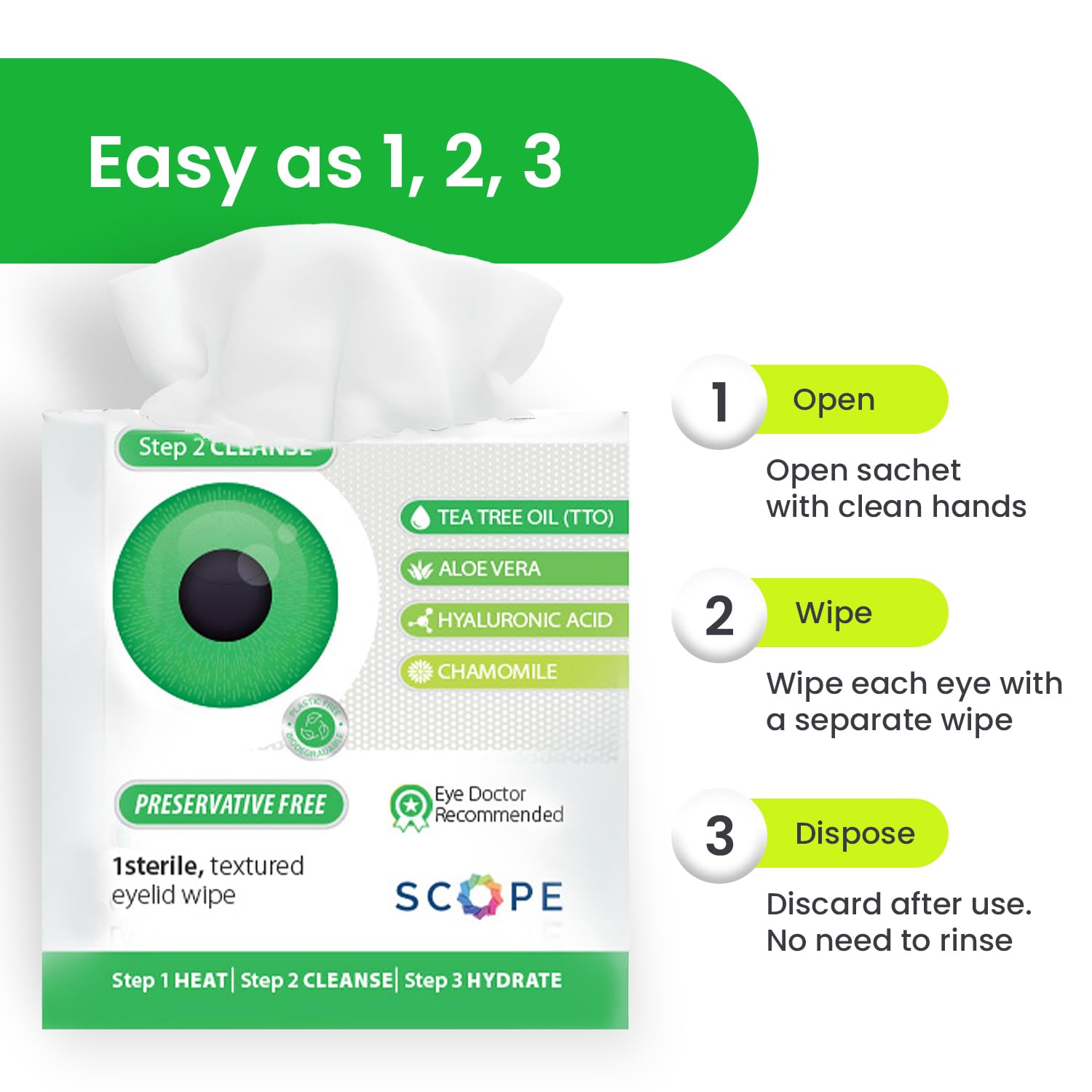 Optase TTO wipes used as gentle makeup remover around eyes.