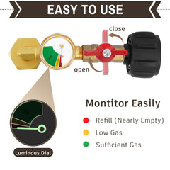 optheey elbow-connection propane adapter provides stable transfers from larger tanks