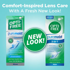 Opti-Free Puremoist lens case shown for clean lens storage and disinfection.