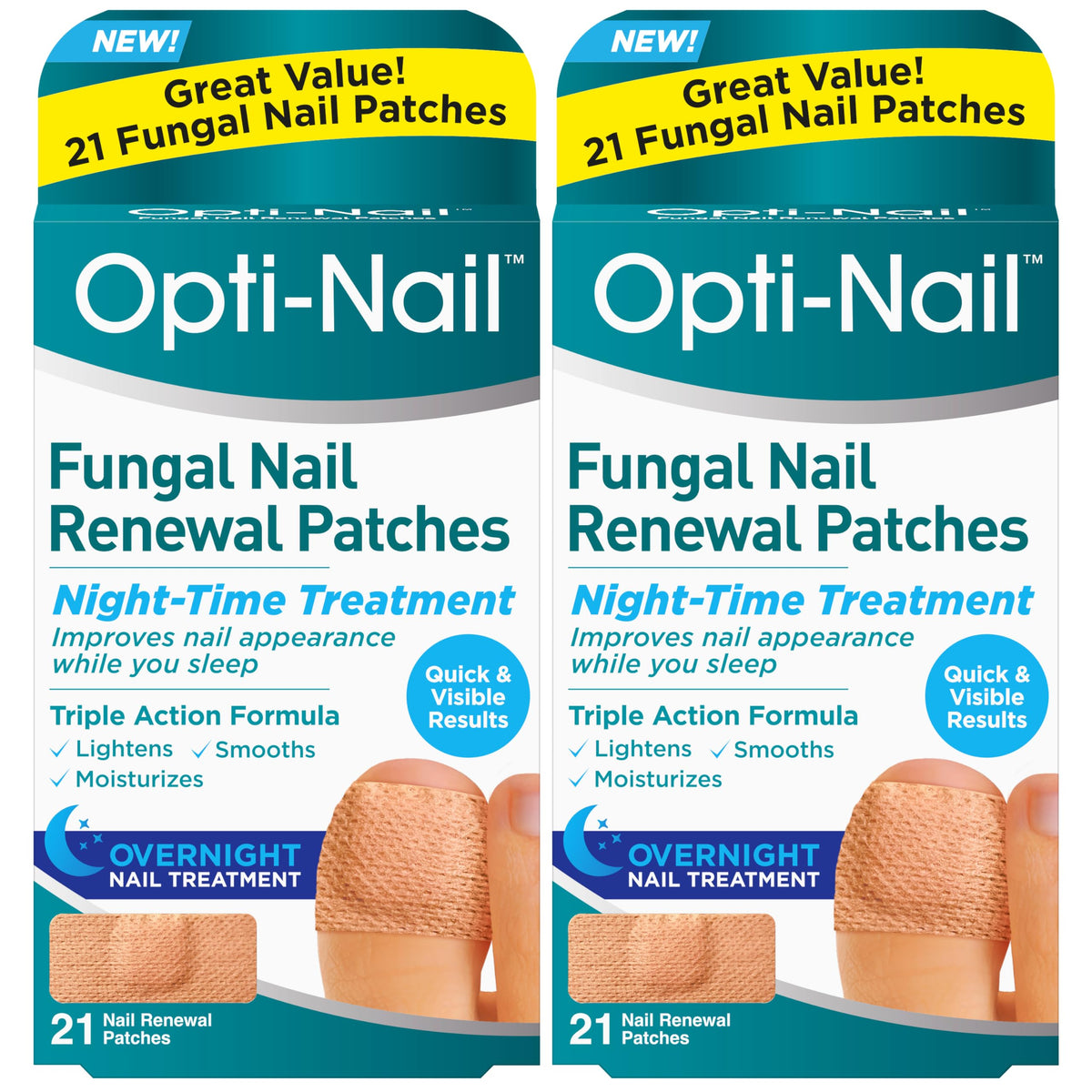 Opti-Nail patch pack front for convenient home use.