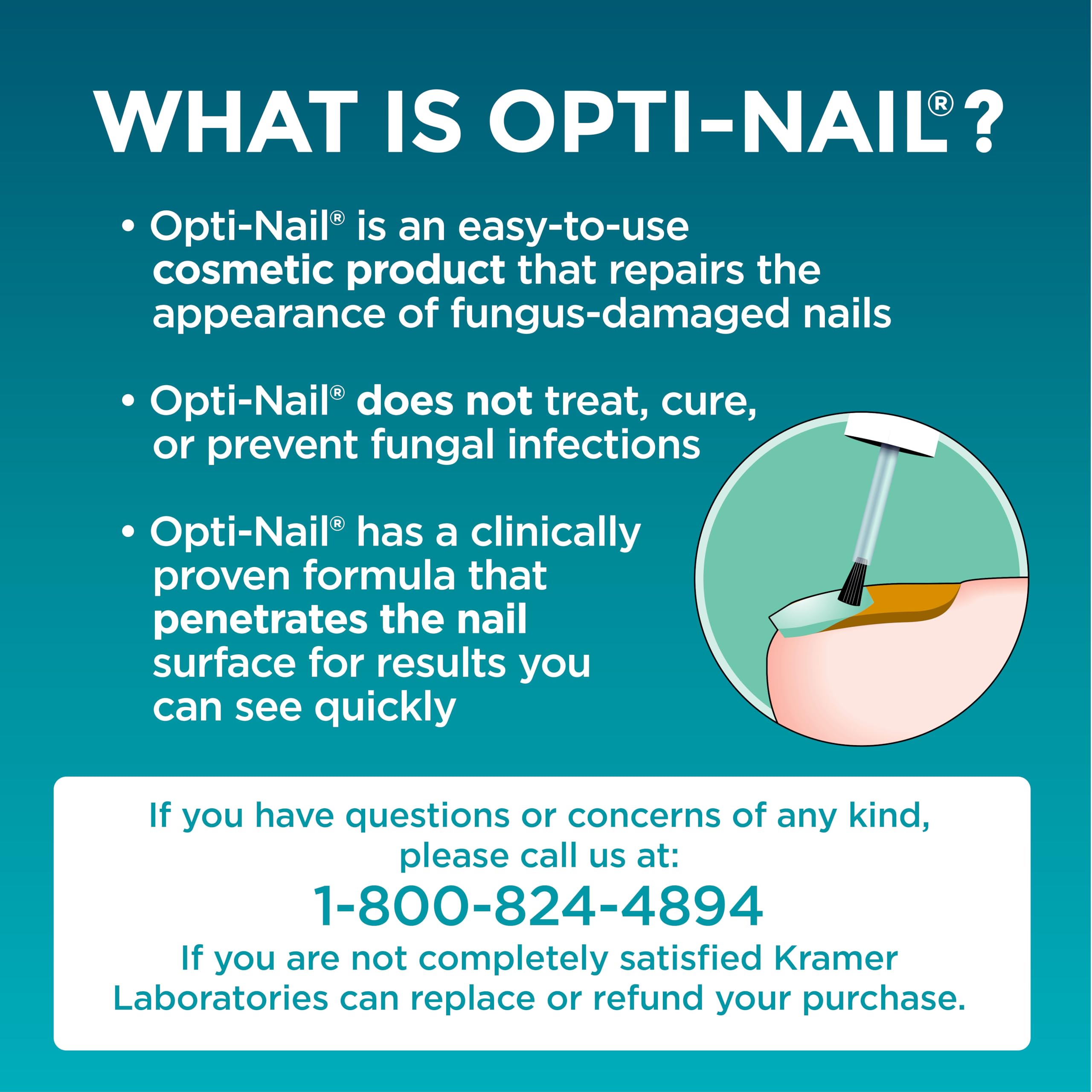 Opti-Nail dermatologist-tested formula supports improved nail appearance over time.
