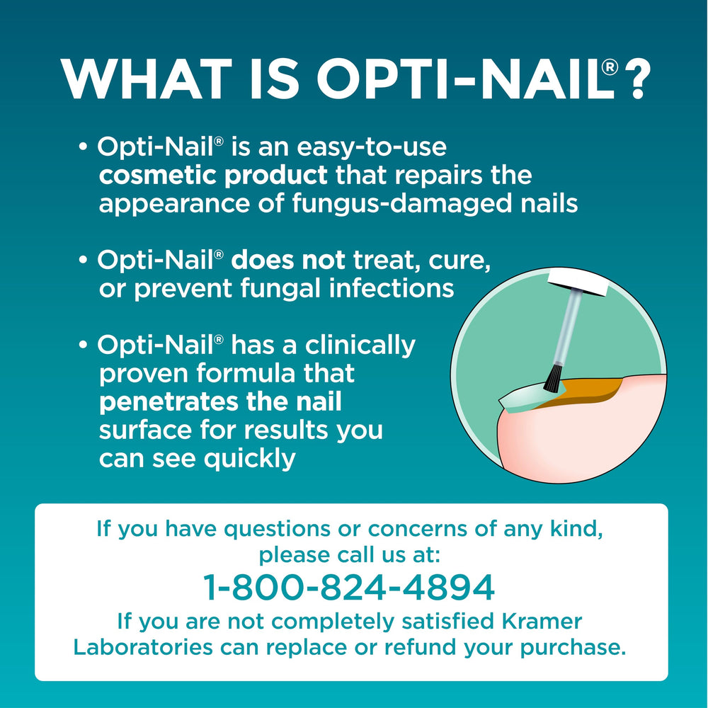Opti-Nail dermatologist-tested formula supports improved nail appearance over time.