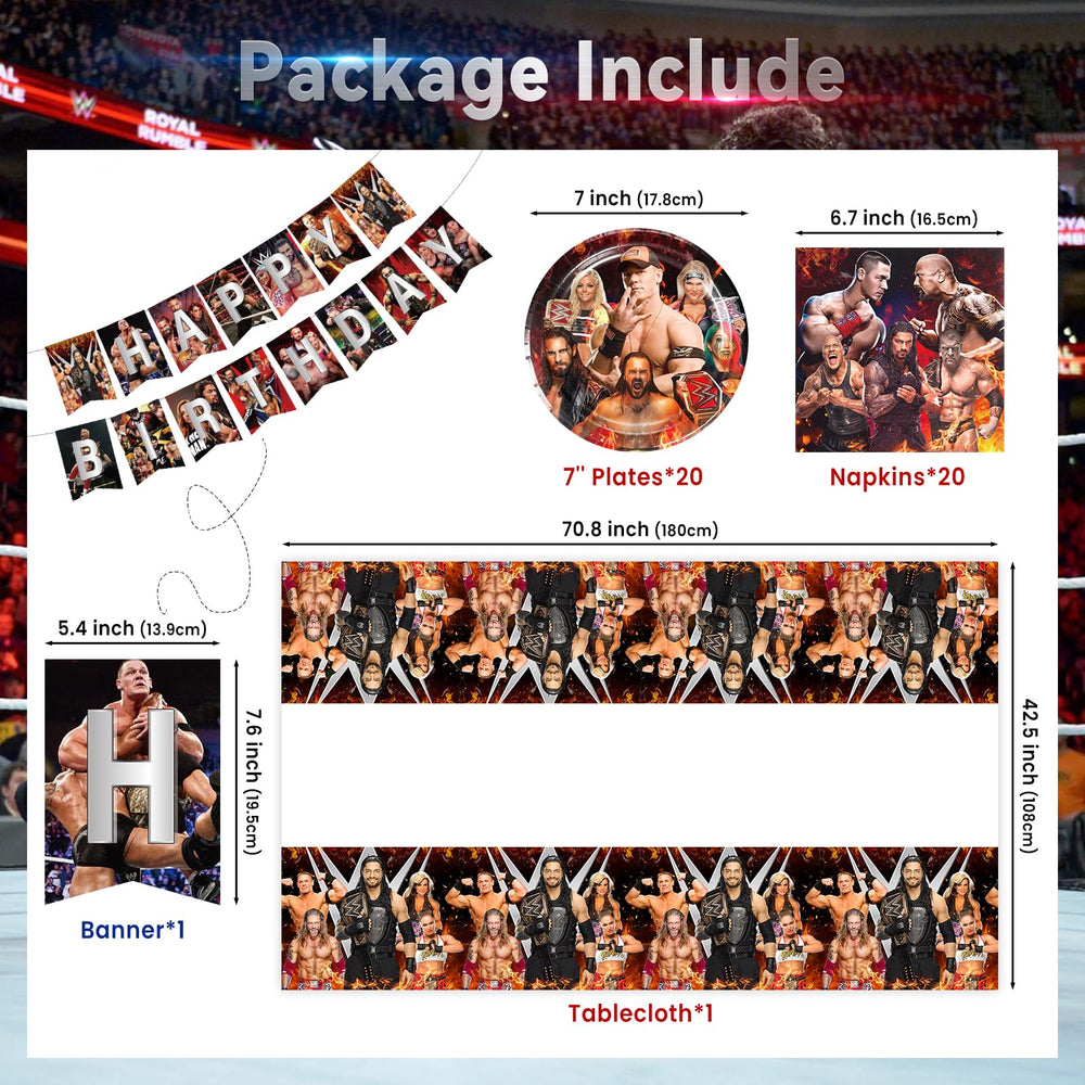 Optiacan wrestling napkins 20-pack, coordinated mess containment for kids parties.