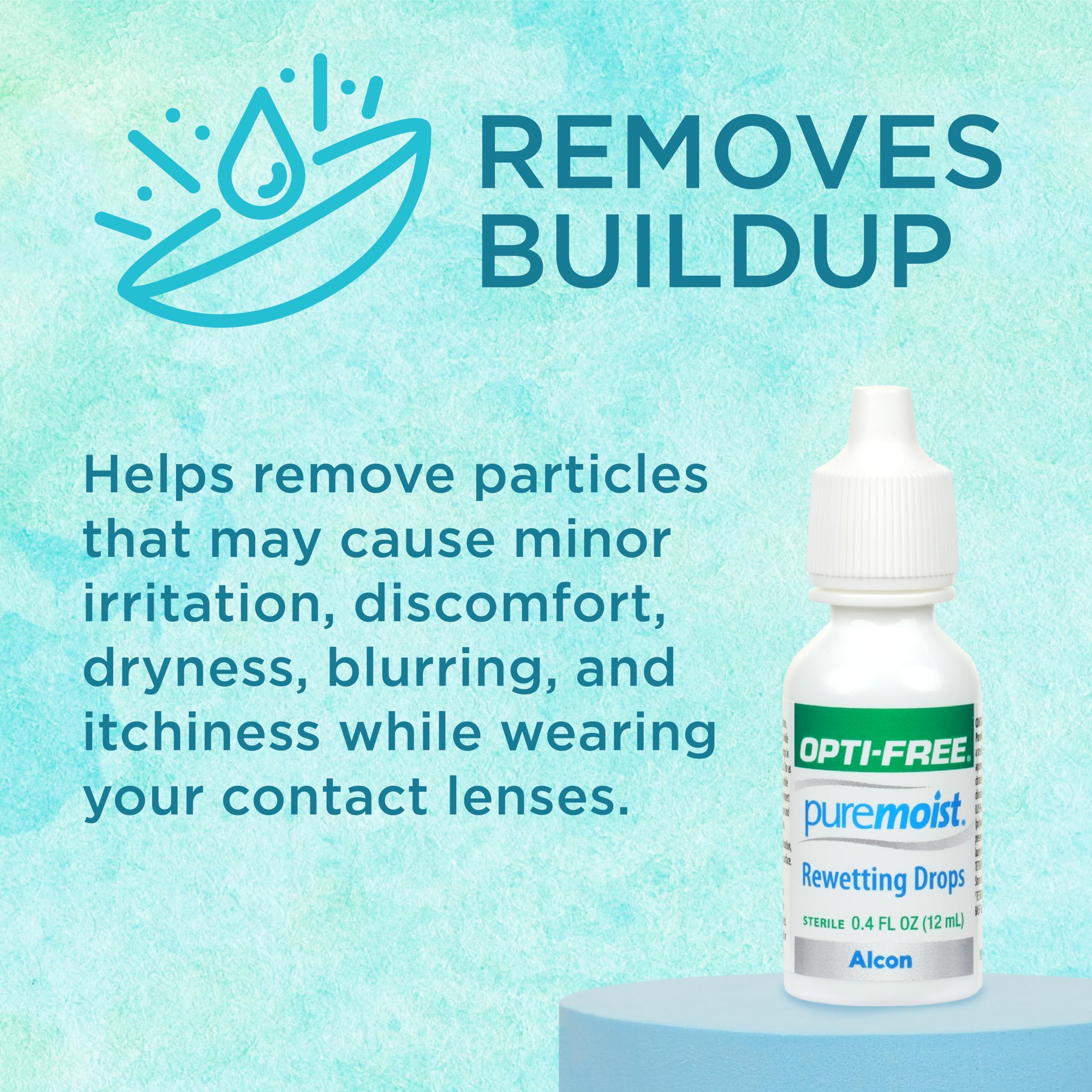 Two drops into the eye demonstrate correct usage for moisture