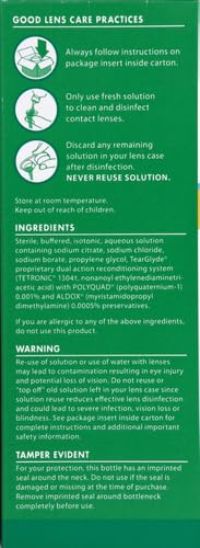 Opti-Free Replenish daily cleaning and disinfection routine for lens care.