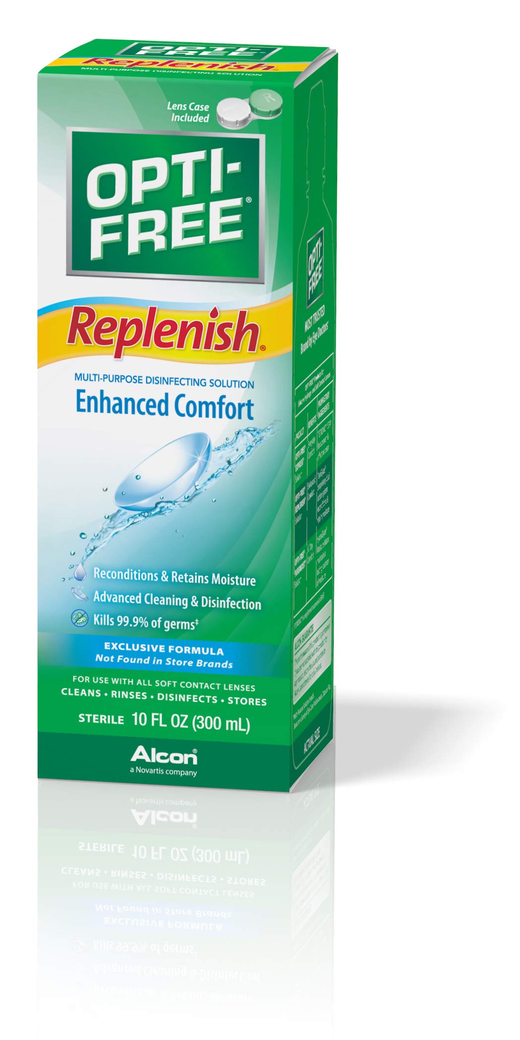 Opti-Free Replenish in use, disinfecting lenses effectively.