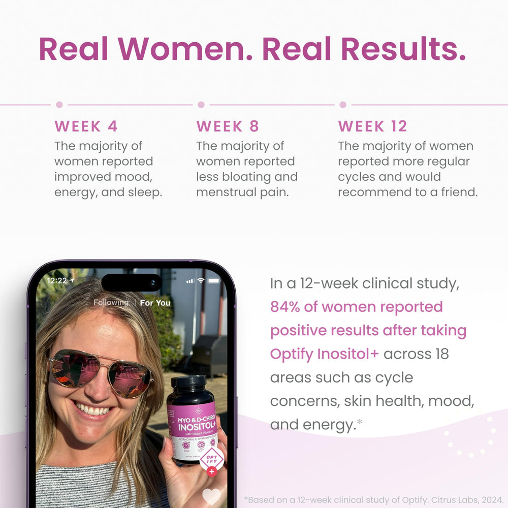 Optify Inositol label emphasizes clean label and vegan-friendly formulation.