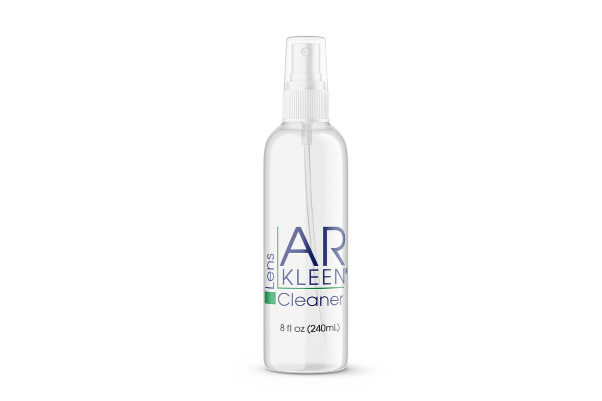 Optigear AR Kleen bottle front view for easy, streak-free lens cleaning