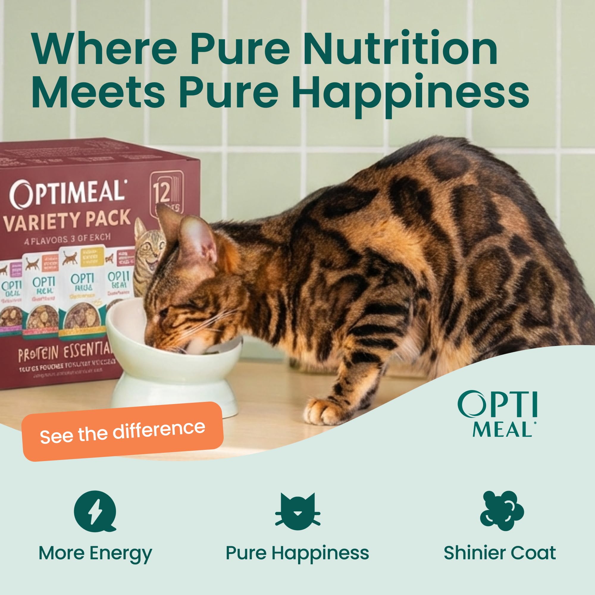 Optimeal grain-free formula with European ingredients supports premium nutrition.