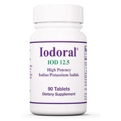 Optimox Iodoral 12.5 mg bottle shows high potency iodine for daily thyroid support.