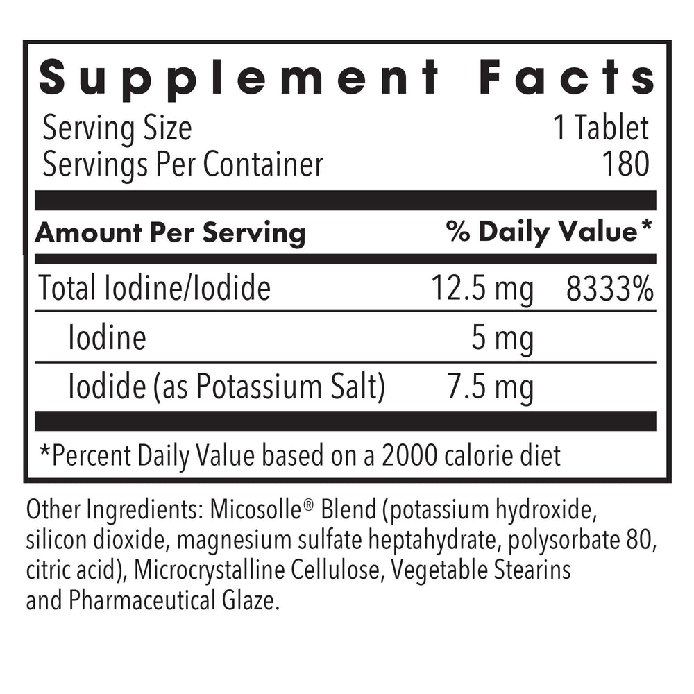 Close-up of Optimox Iodoral label showing dosage for thyroid care.