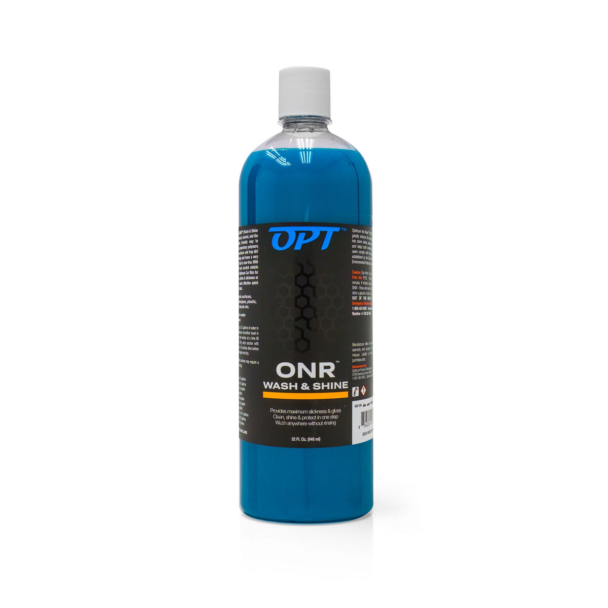 Optimum No Rinse Wash bottle pour showing quick, water-saving wash capability.