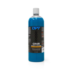 Optimum No Rinse Wash bottle pour showing quick, water-saving wash capability.