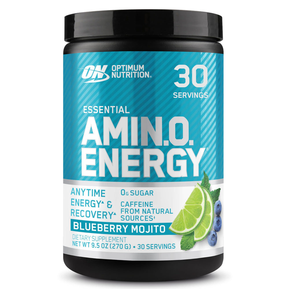 Optimum Nutrition Amino Energy blueberry mojito powder for a refreshing pre-workout lift