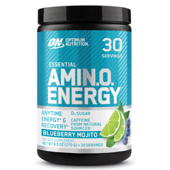 Optimum Nutrition Amino Energy blueberry mojito powder for a refreshing pre-workout lift