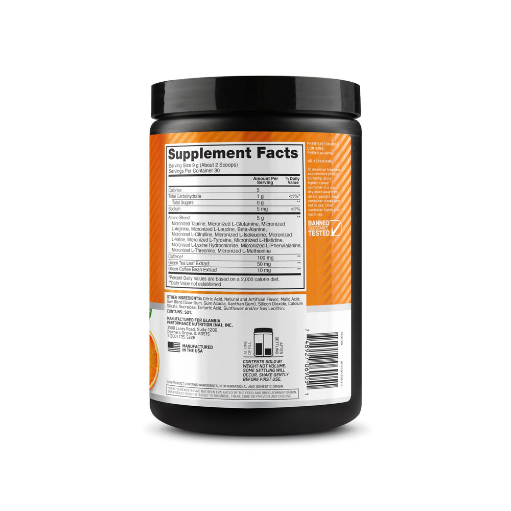 Optimum Nutrition Amino Energy served as an ice cold citrus beverage