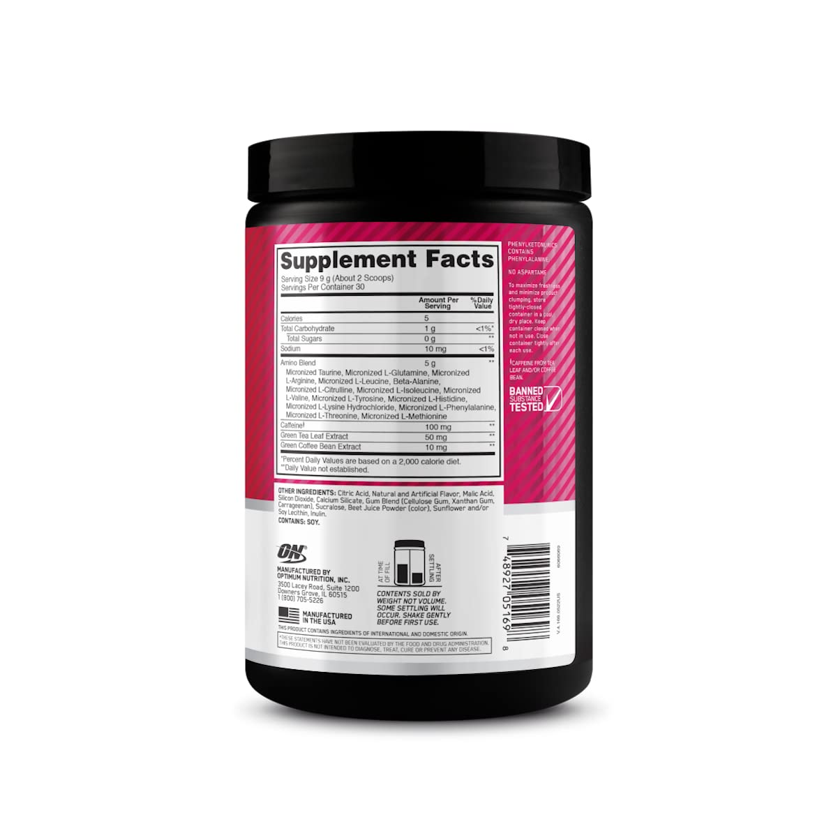 Optimum Nutrition Amino Energy morning boost setup implies day-long alertness.