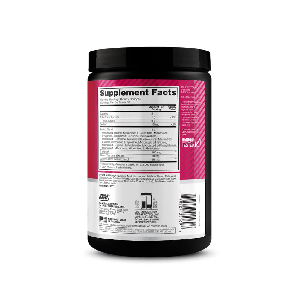 Optimum Nutrition Amino Energy morning boost setup implies day-long alertness.