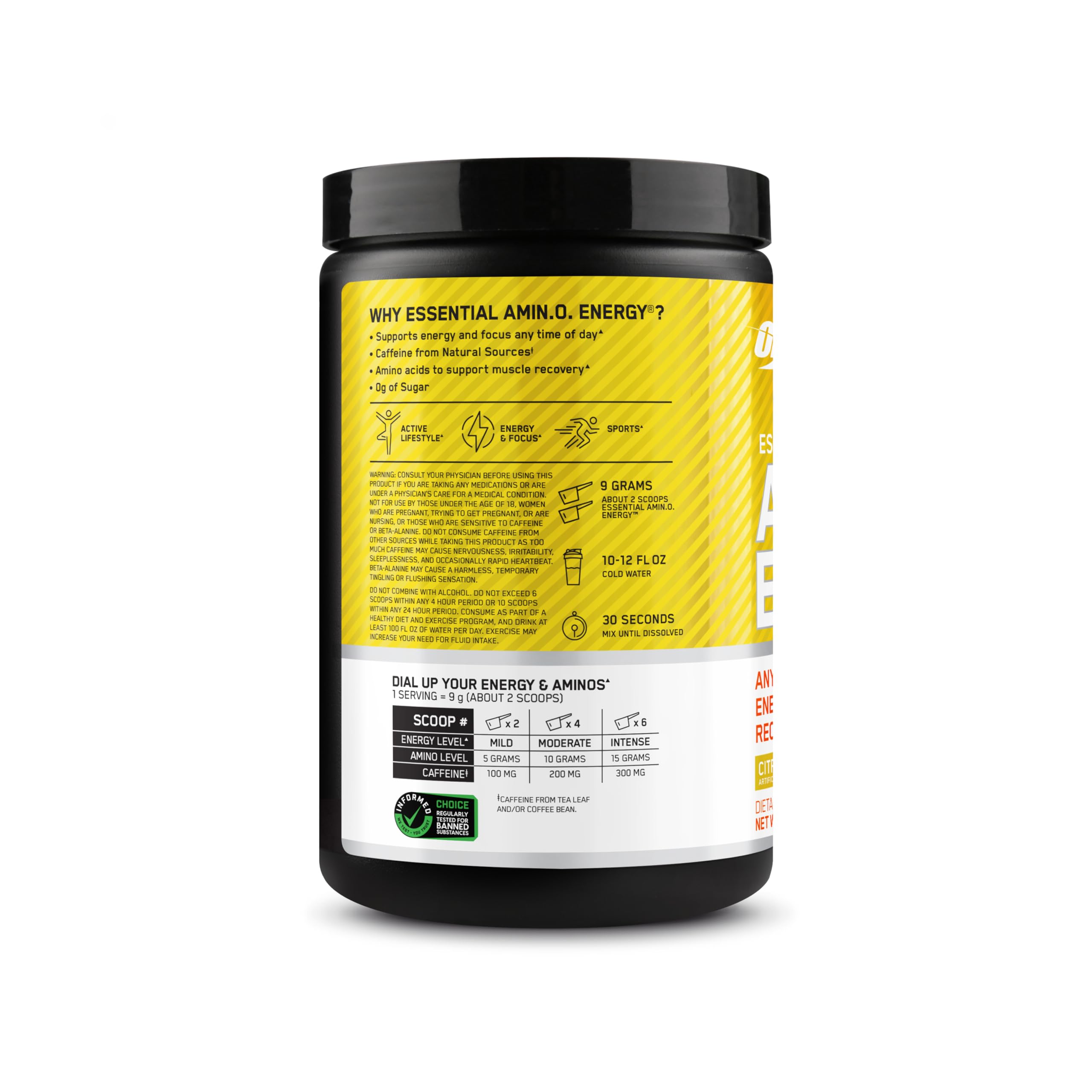 Optimum Nutrition Amino Energy serving spoon ready for quick dose