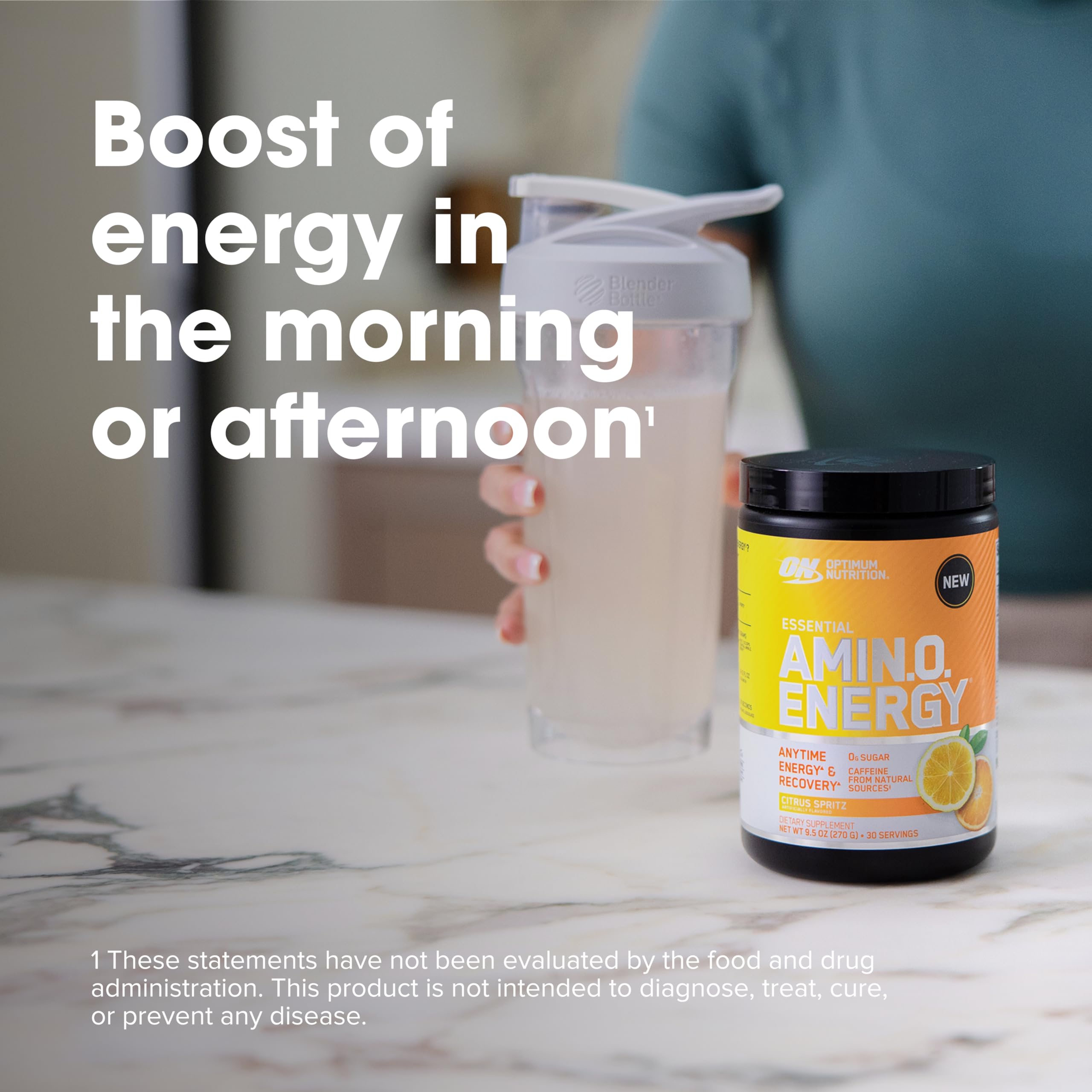 Optimum Nutrition Amino Energy tub front label showing product details