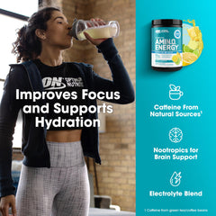 Optimum Nutrition Amin.O.Energy bottle with drink.