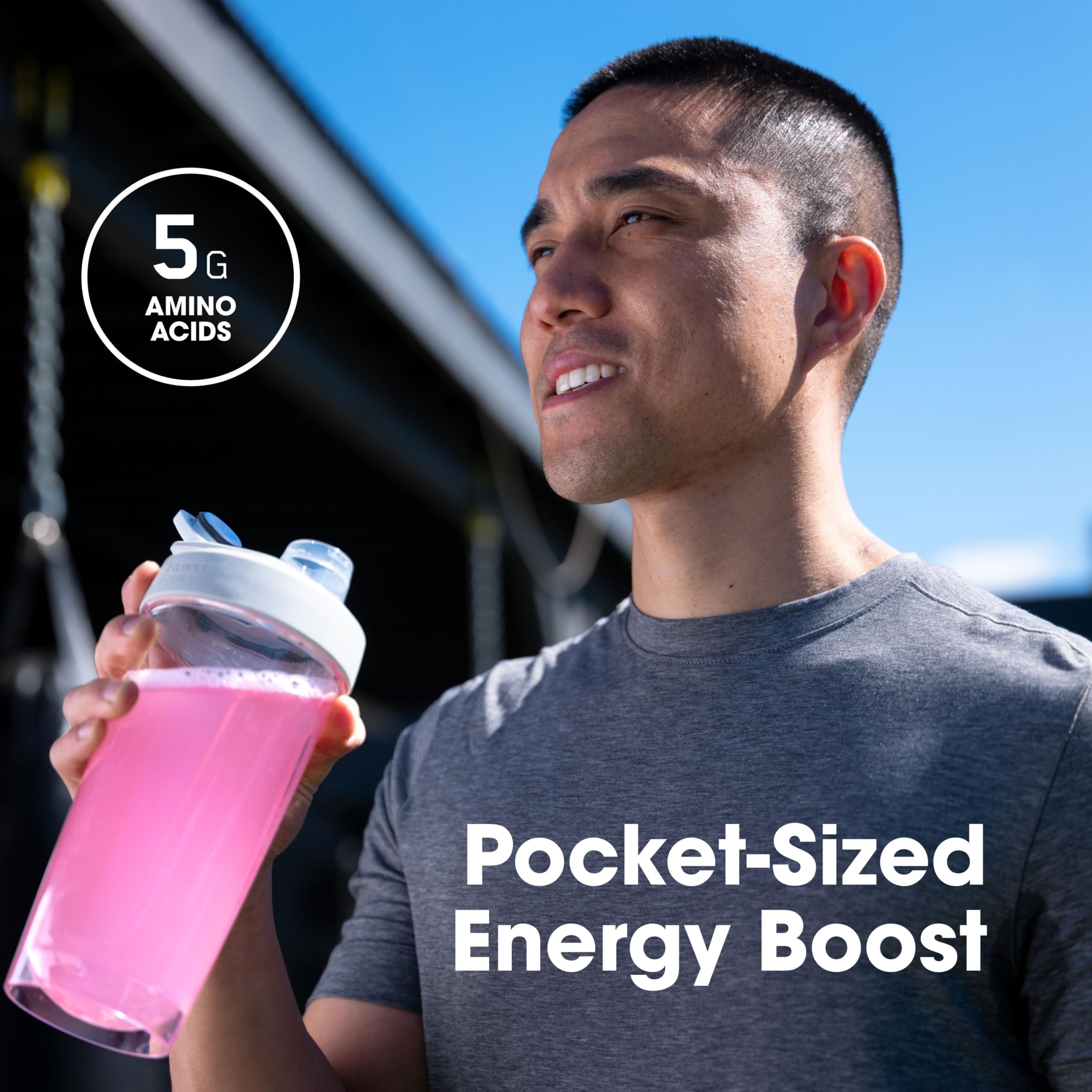 Optimum Nutrition AMIN.O ENERGY on-the-go usage with water bottle