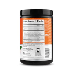 Optimum Nutrition Amino Energy orange tub back view emphasizes ingredients and labels