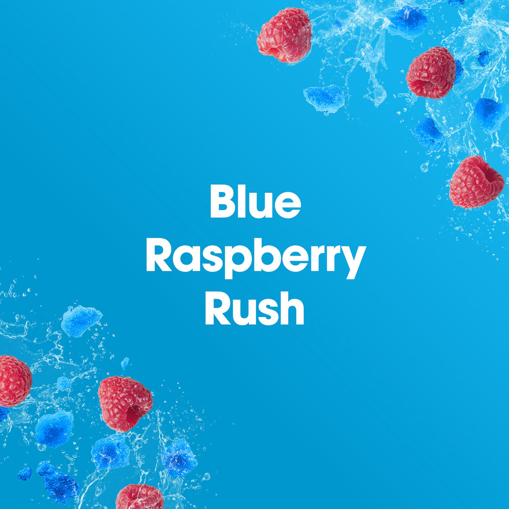 Optimum Nutrition Amino Energy Blue Raspberry fizz in a glass for refreshment.