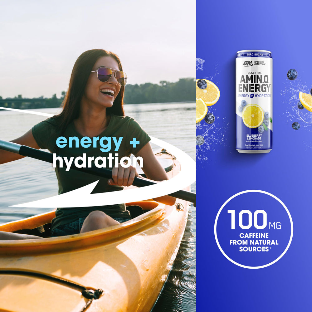 Bottle featuring Optimum Nutrition branding emphasizes electrolytes for hydration during workouts