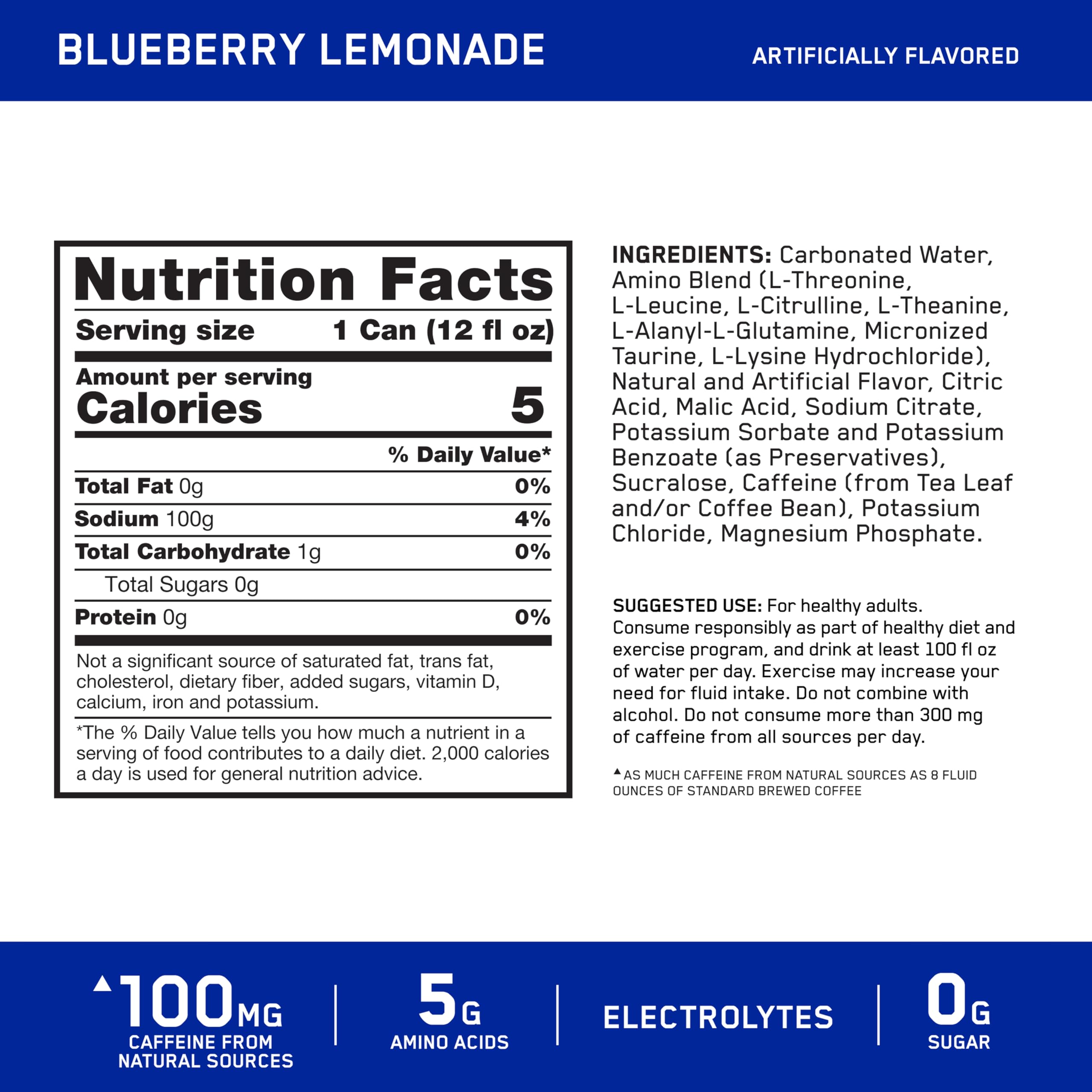 Optimum Nutrition Amino Energy Blueberry Lemonade can showcases flavor and energy on the go
