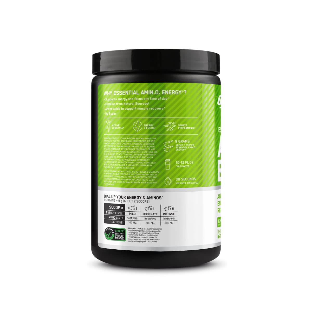 Optimum Nutrition Amino Energy green-apple flavor powder ready to mix