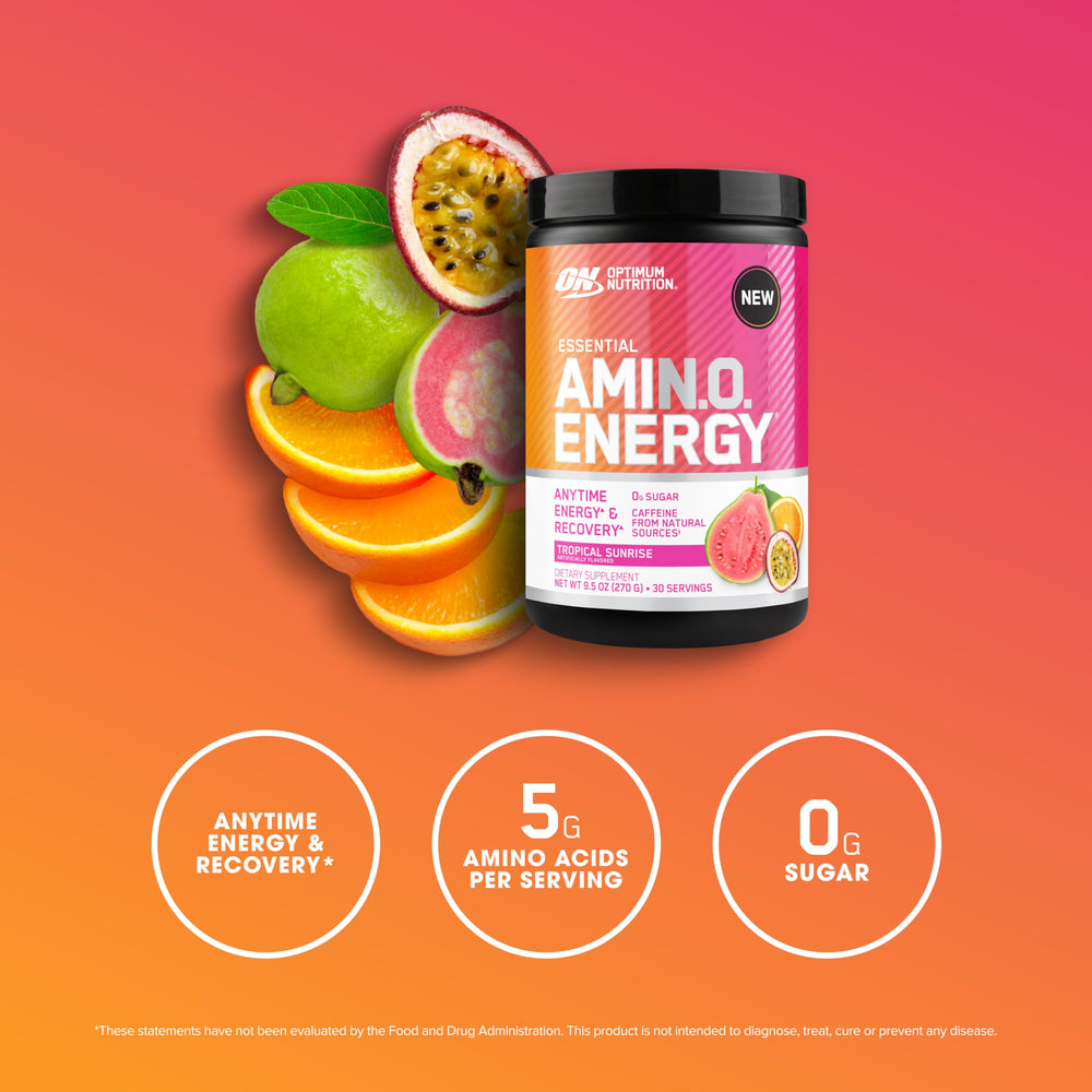 Optimum Nutrition Amino Energy Mental Focus graphic for daytime productivity.
