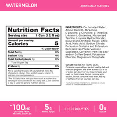 Optimum Nutrition Amino Energy sparkling can close-up showing natural caffeine source