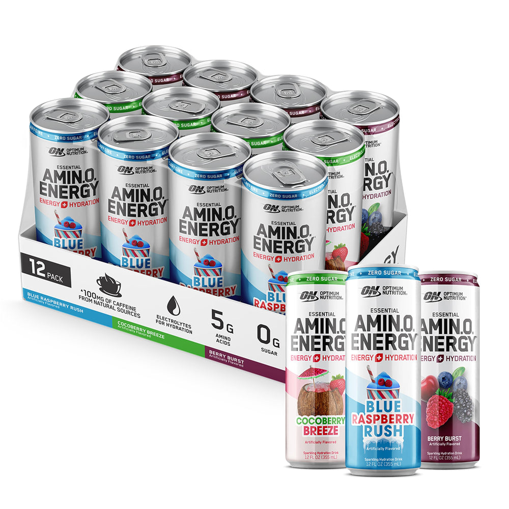 Optimum Nutrition Amino Energy can-berry offers a refreshing energy boost for hydration on the go.