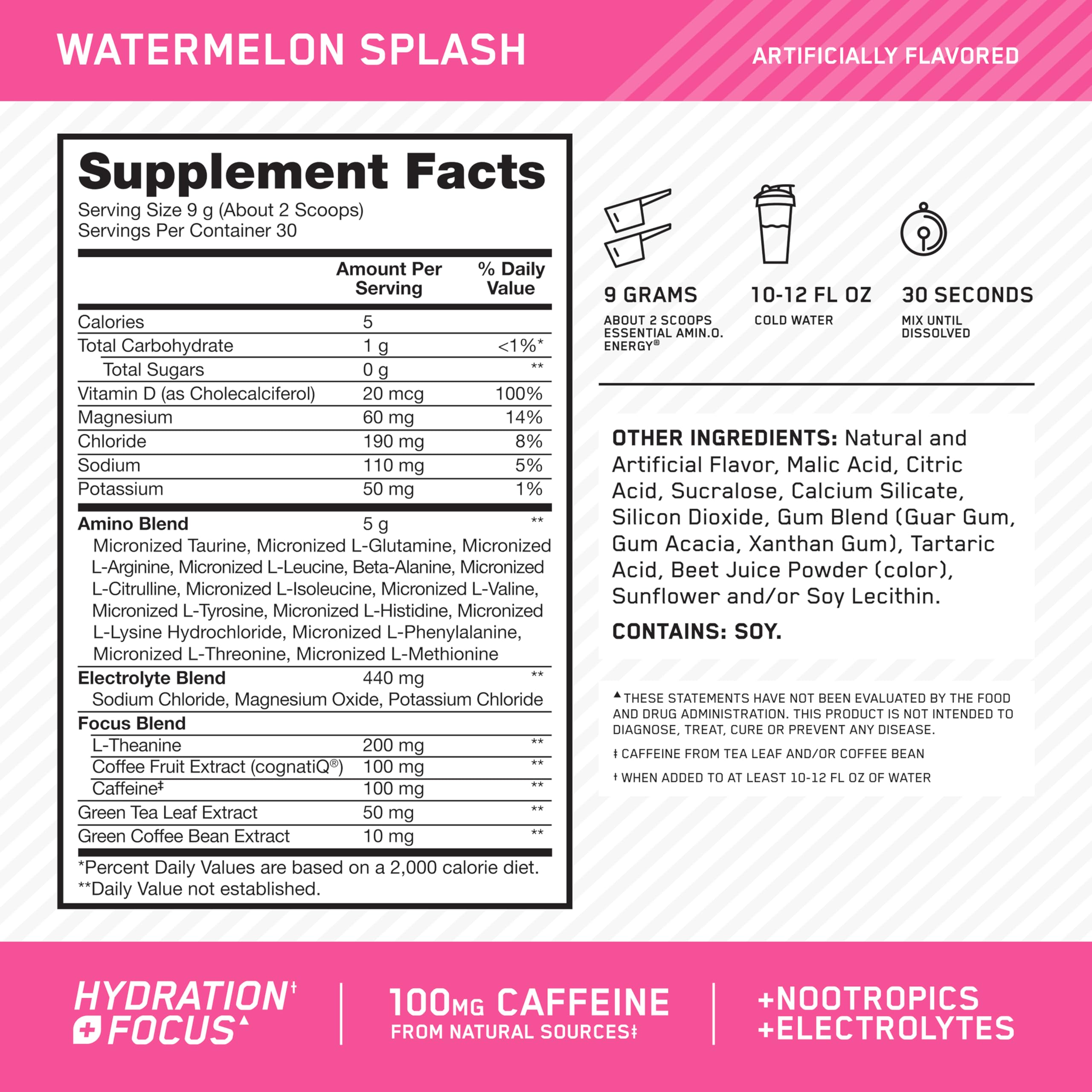 Amino Energy Watermelon pre-workout serve showing convenient serving size for workouts