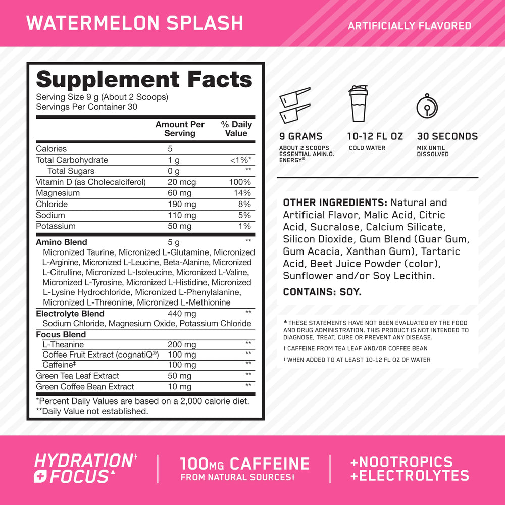 Amino Energy Watermelon pre-workout serve showing convenient serving size for workouts
