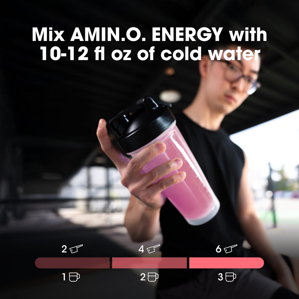 Optimum Nutrition Amino Energy zero sugar, low calories claim image explains 0 g sugar and 5 calories.