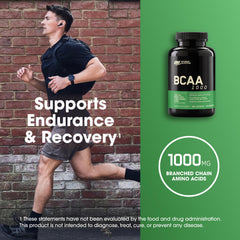 Close-up of BCAA capsules showing smooth, easy-to-swallow design.