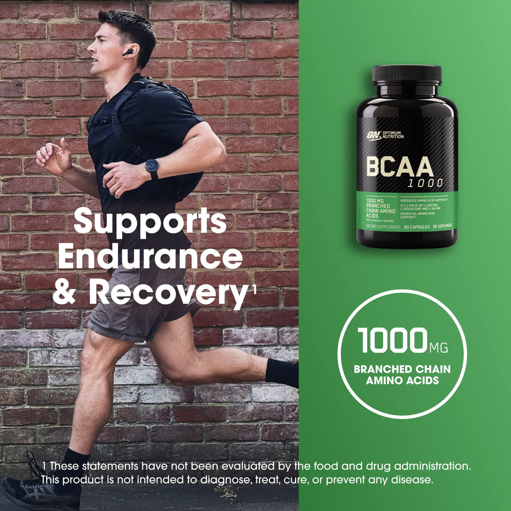 Optimum Nutrition BCAA capsules during morning routine offer easy daily amino acid intake