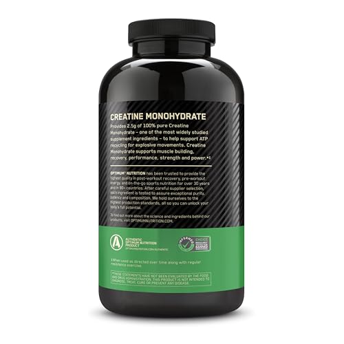 Optimum Nutrition creatine monohydrate capsules neatly stacked for daily use.
