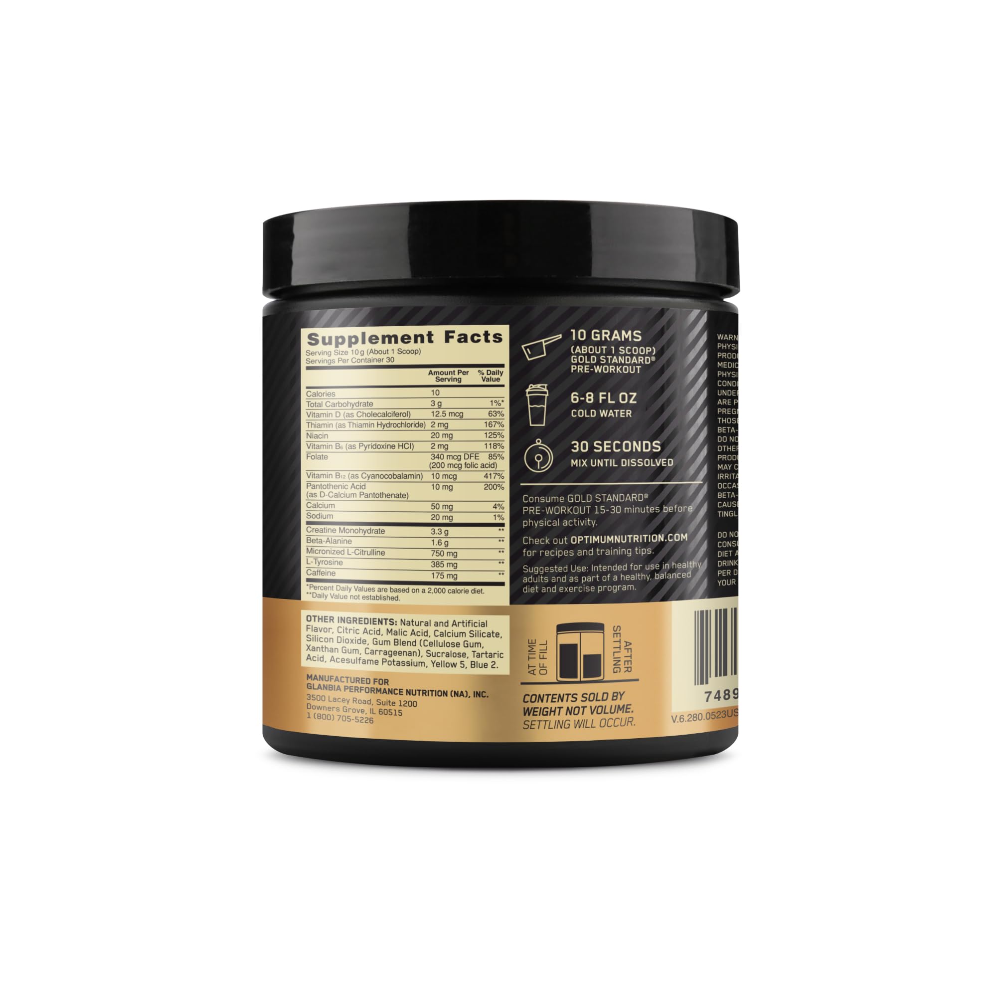 Measuring scoop helps accurate dosing for consistent workout support