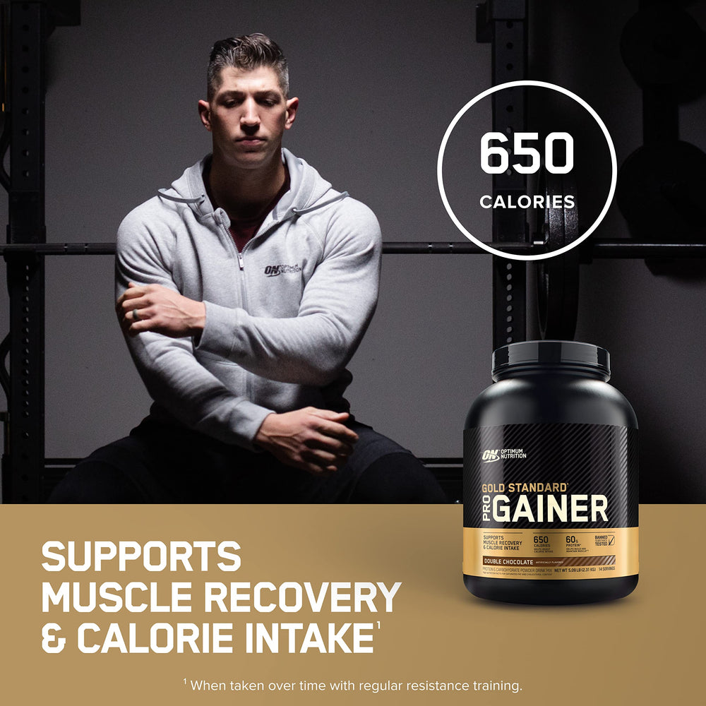 Gold Standard Pro Gainer label close-up showing 60 g protein per serving