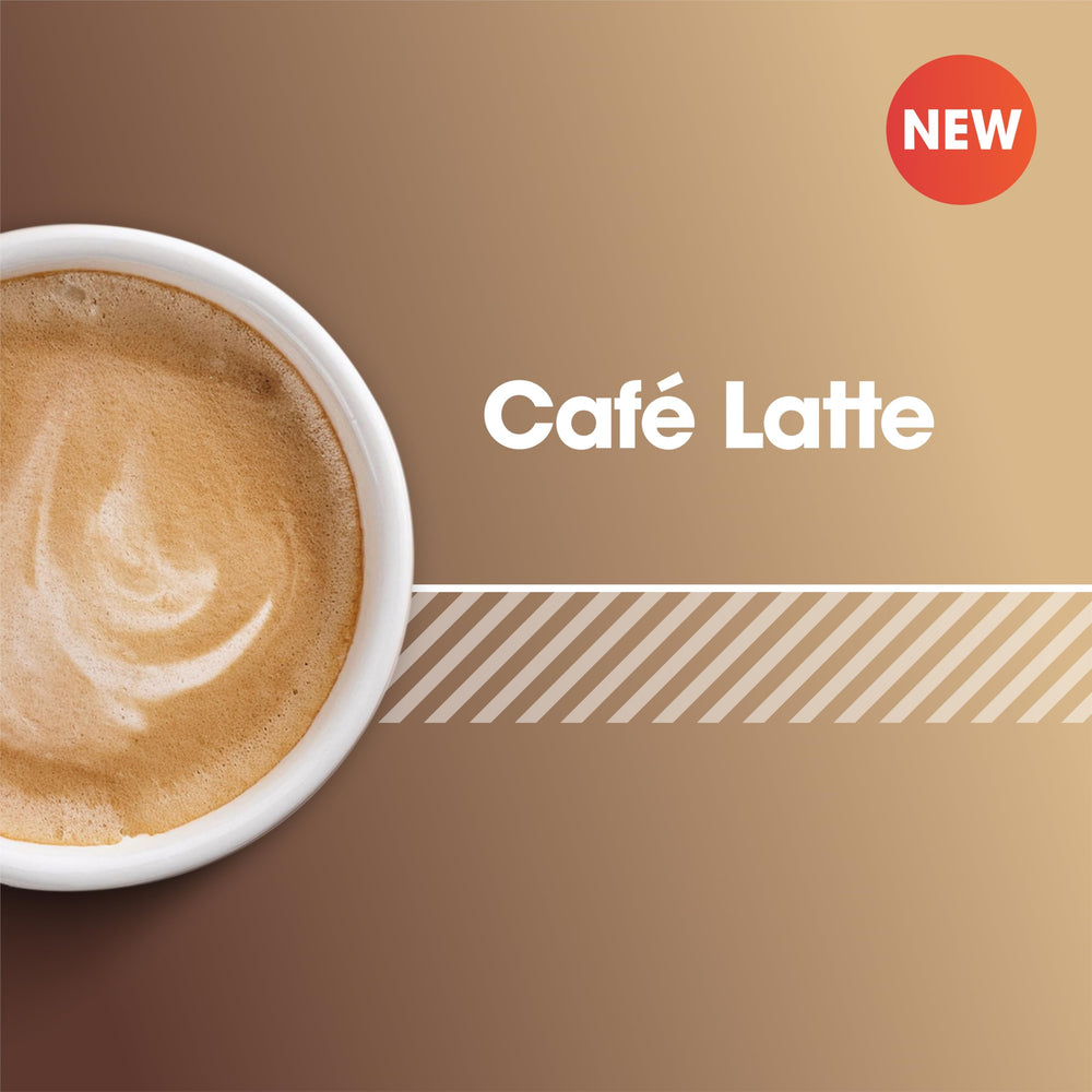 Cafe Latte bottle highlights 58 mg caffeine per serving.