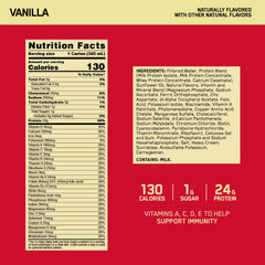 Optimum Nutrition Gold Standard Vanilla bottle back shows protein and sugar details