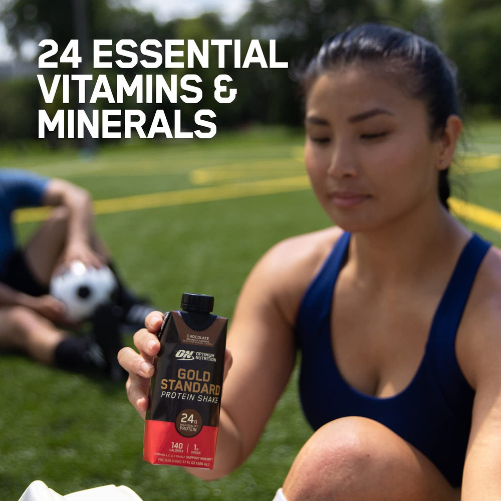 Optimum Nutrition Gold Standard Protein Shake ready-to-drink requiring no mixing.