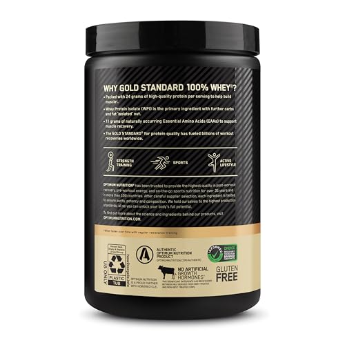 Optimum Nutrition Gold Standard whey chocolate frontal label close-up with key details