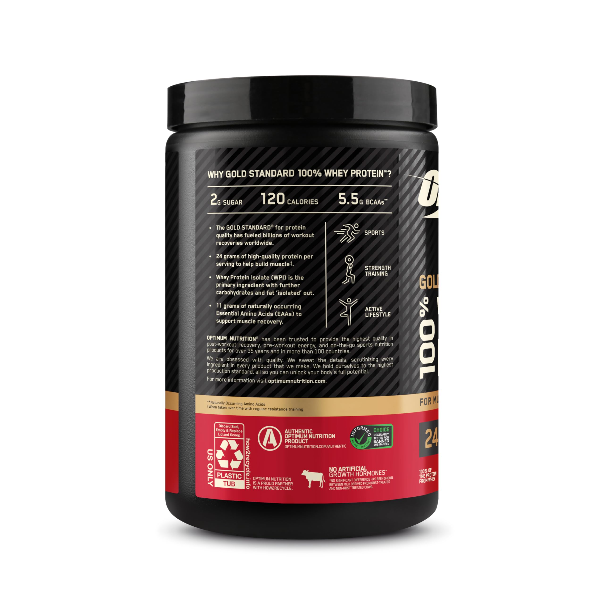 Optimum Nutrition Gold Standard Cinnamon Roll used in a smoothie for convenient fueling.