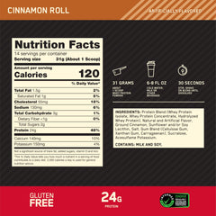Optimum Nutrition Gold Standard Cinnamon Roll shake poured into glass after workout
