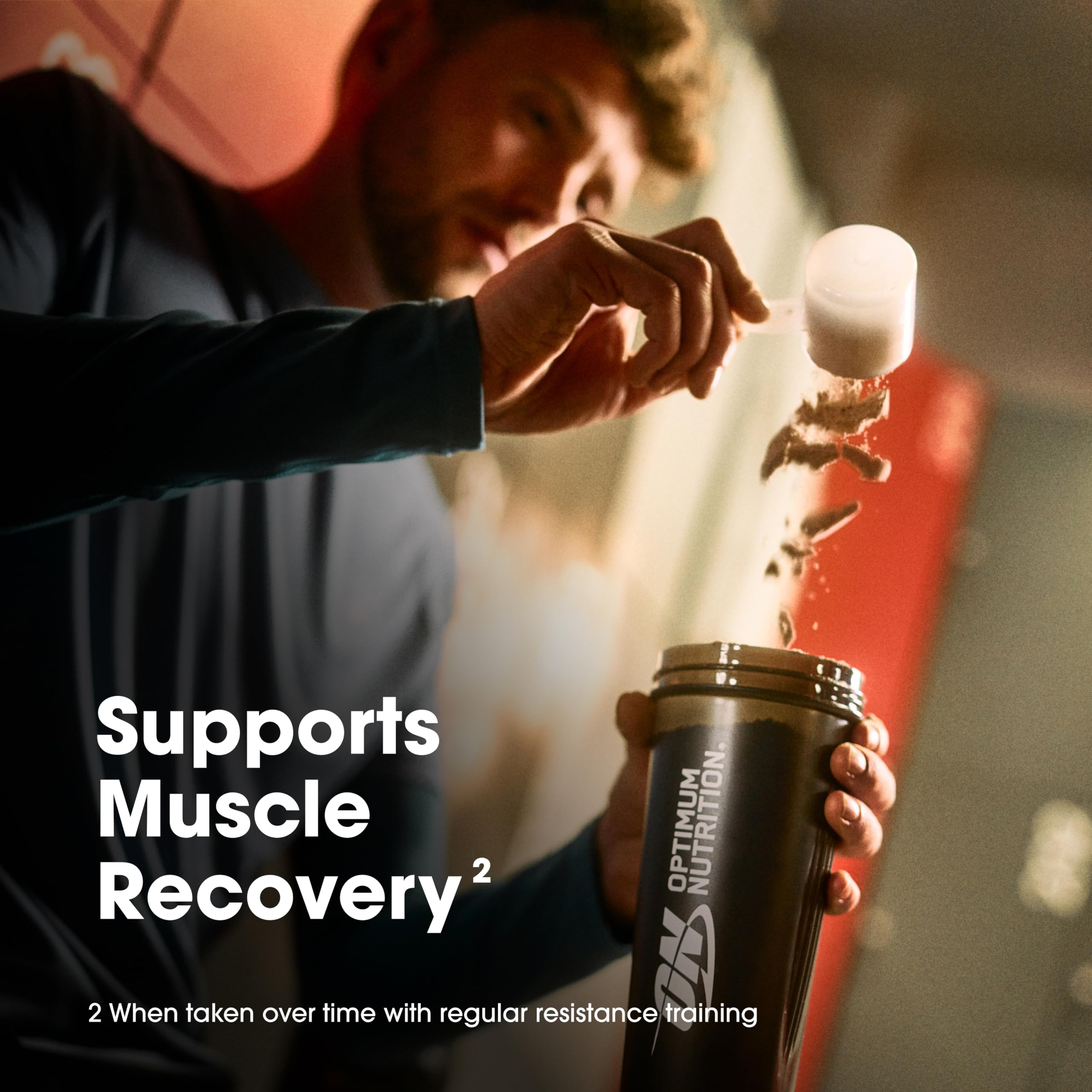 Optimum Nutrition Gold Standard nutrition facts highlight 24g protein per scoop.
